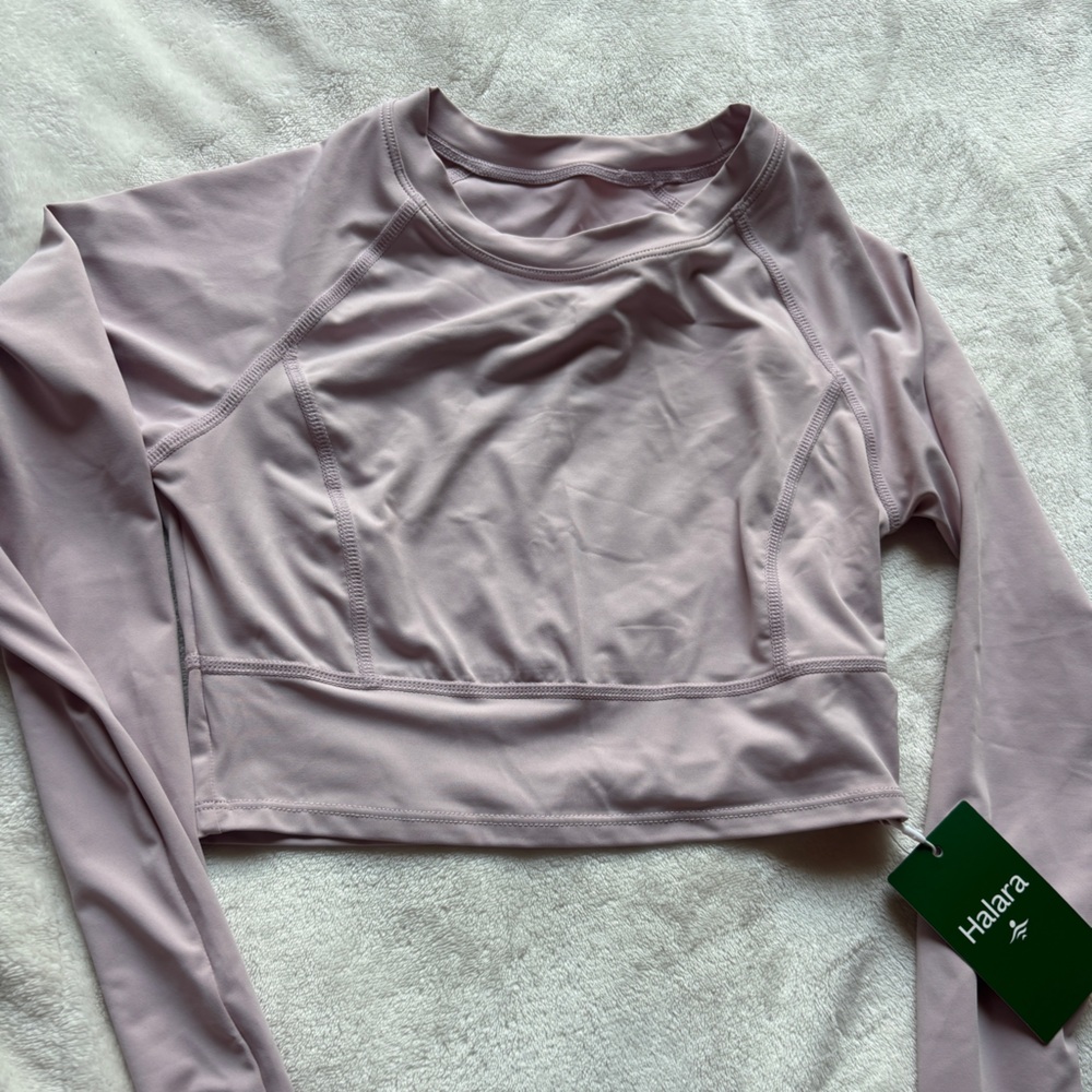 HALARA Pink Long Sleeve Fitted Crop Top